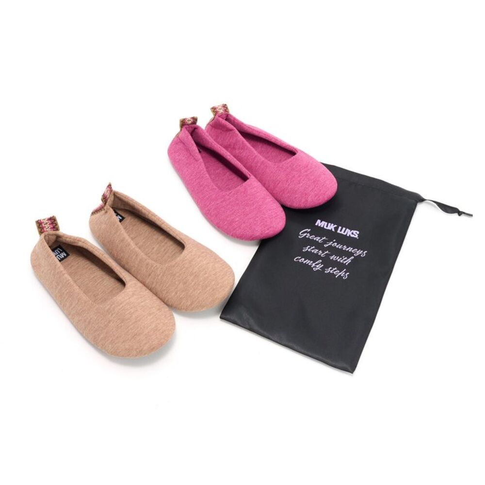 Muk Luks Women's Shoes Sz XL Travel Ballerina Soft Soles Bag DARK BEIGE A682667